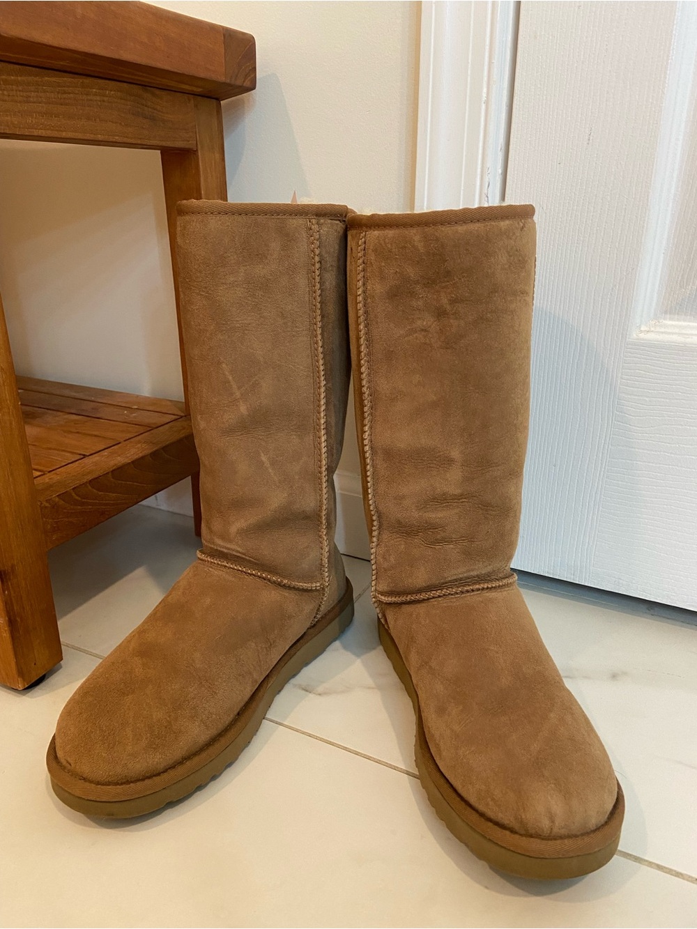 UGG Tall Shearling Boots in Chestnut Suede - Picture 4 of 10